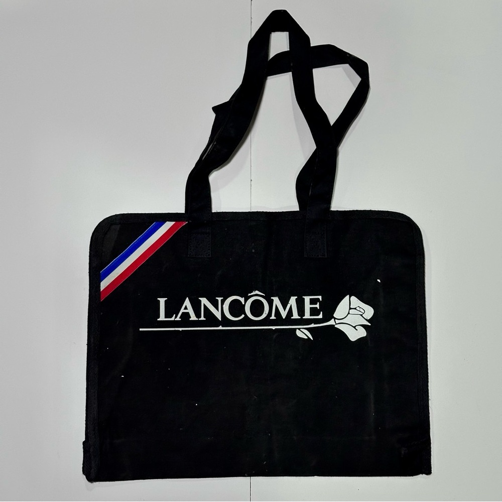 Vintage Lancome Black Canvas Tote Bag - 15” x 12” x 3.5”